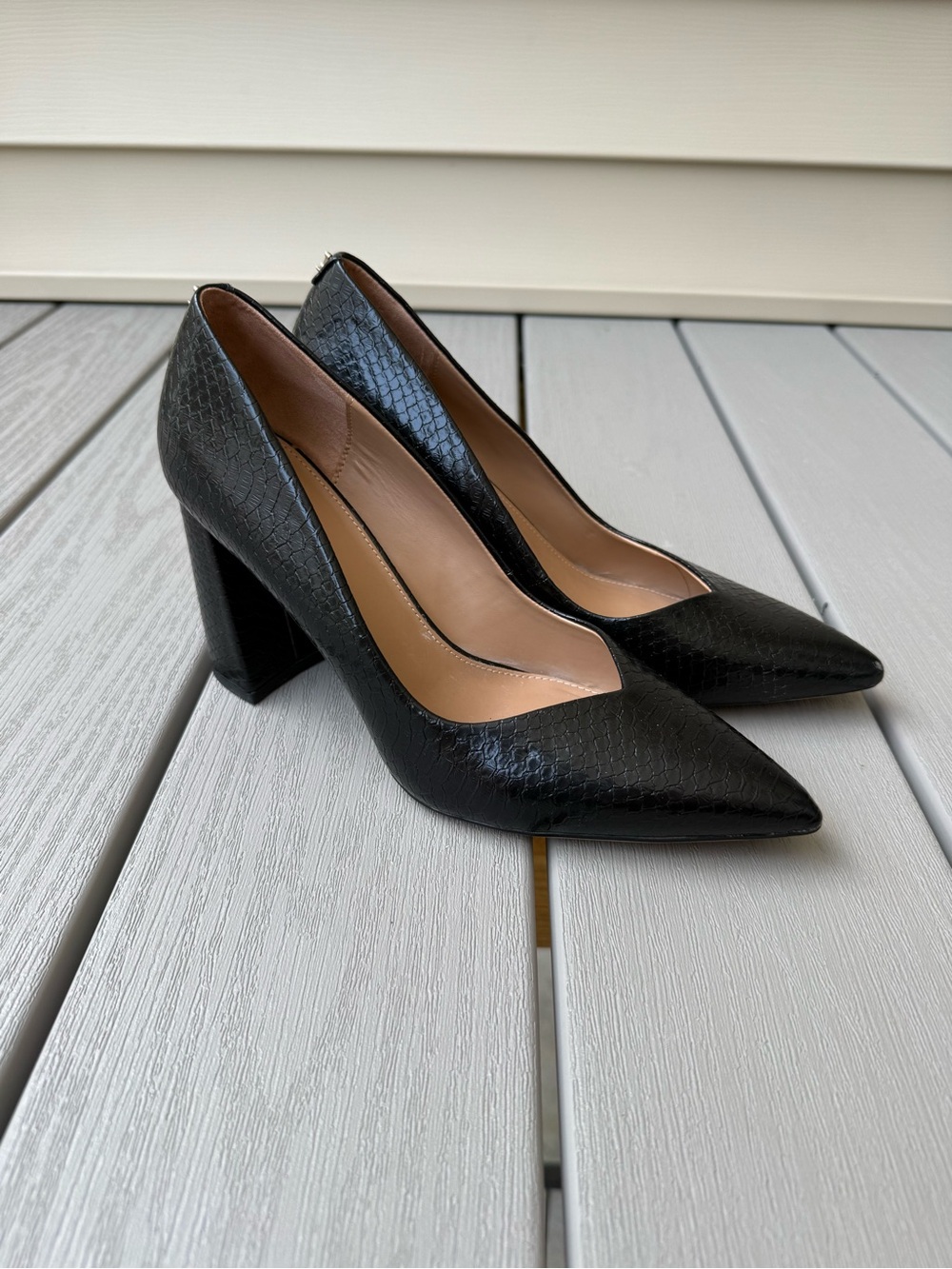 Clarks CIRCUS by Sam Edelman Black Snakeskin Block Heel Pumps Size 9.5
